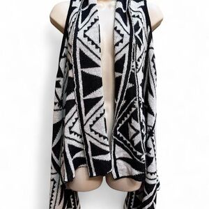 Boho Aztec Southwestern Drape Vest Pronto M L Black
